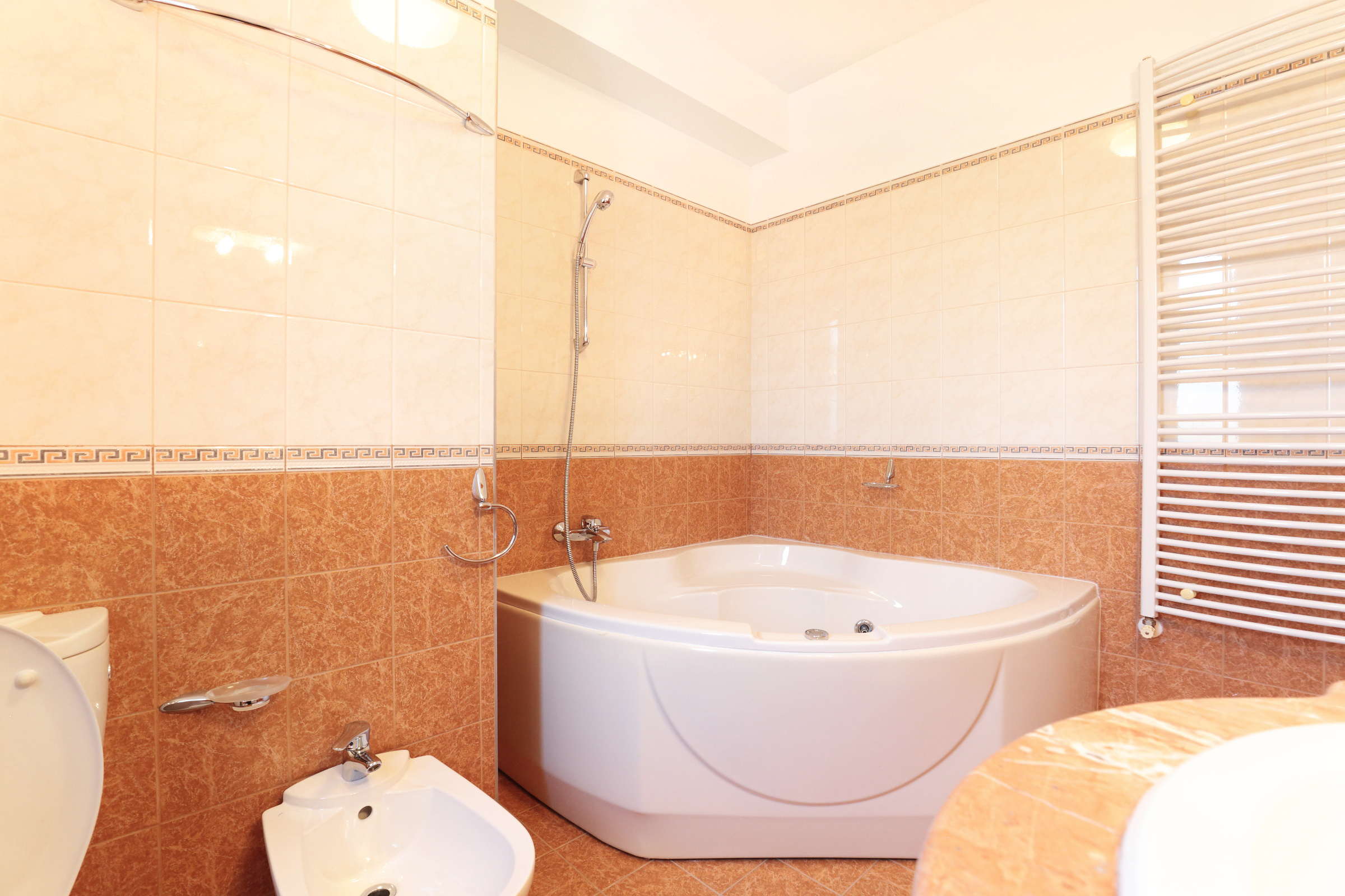 Baia master completează atmosfera luminoasă a apartamentului